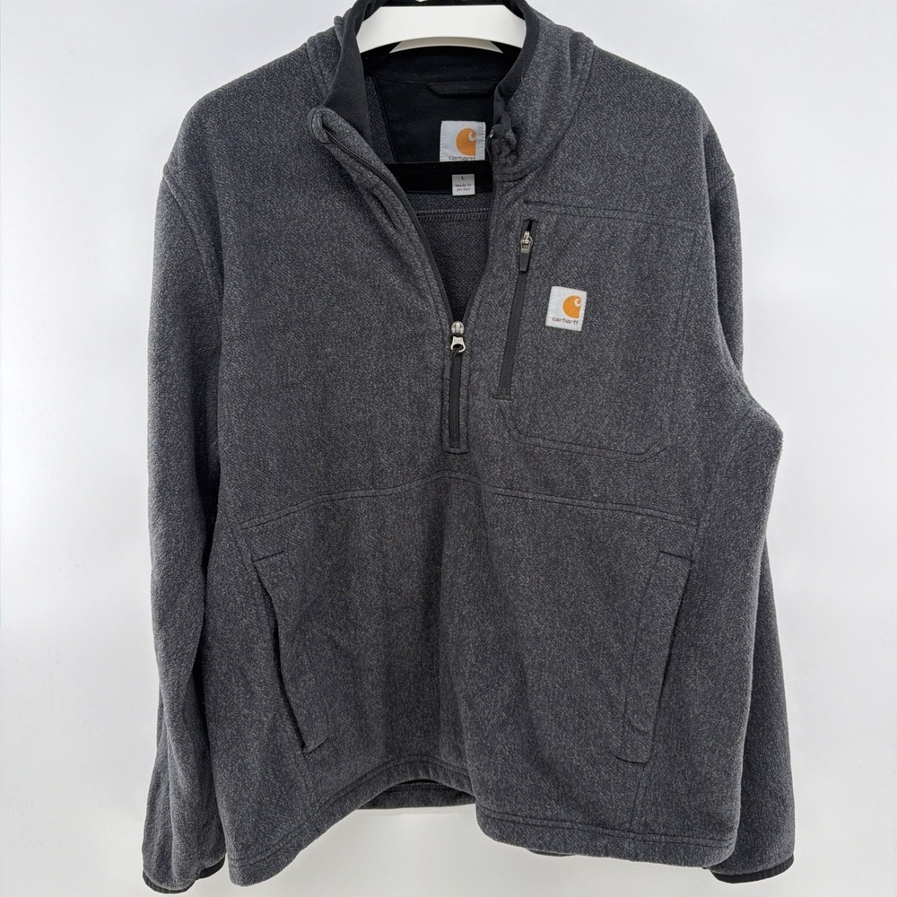 Carhartt Pullover Sweatshirt L Reg Gray Dalton Men 103831-013 Pocket Part Zip L
